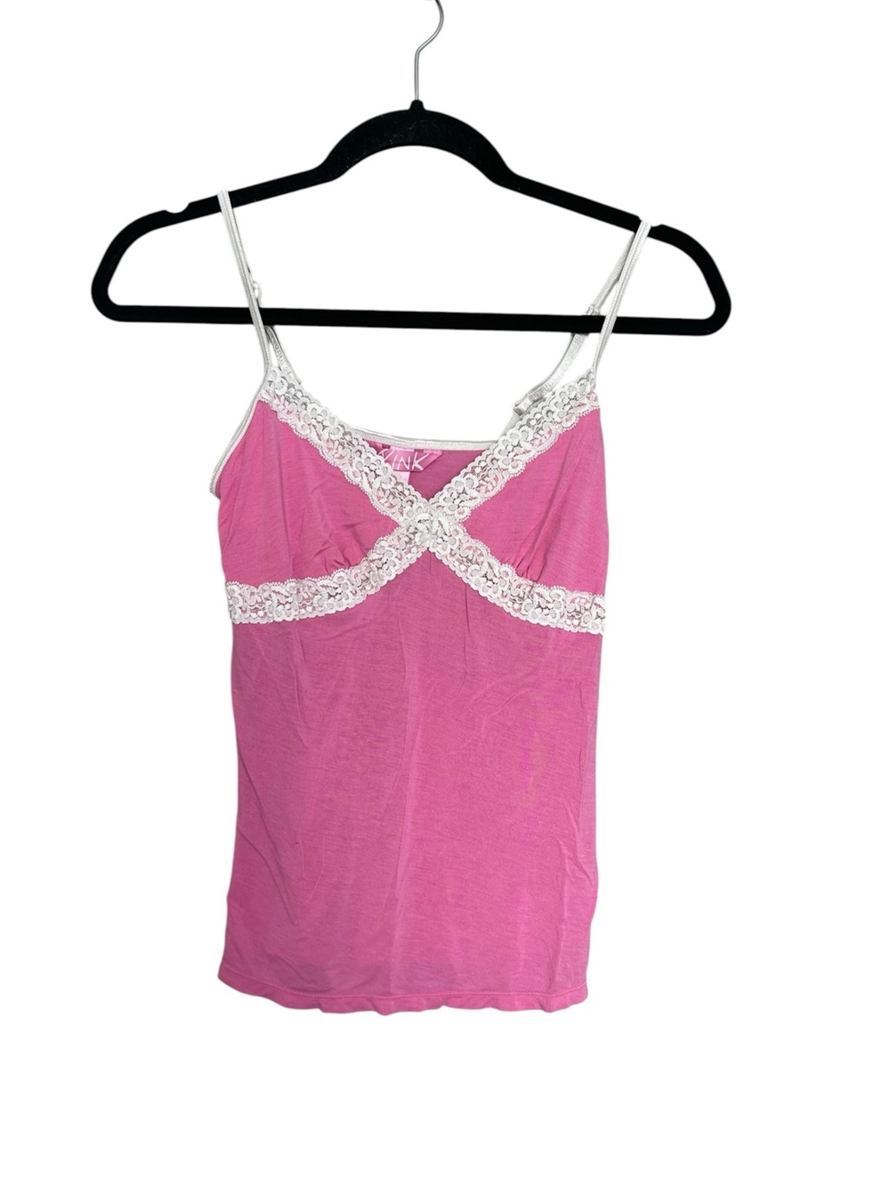 PINK Victoria's Secret Hot Pink Lace-Trim Camisole